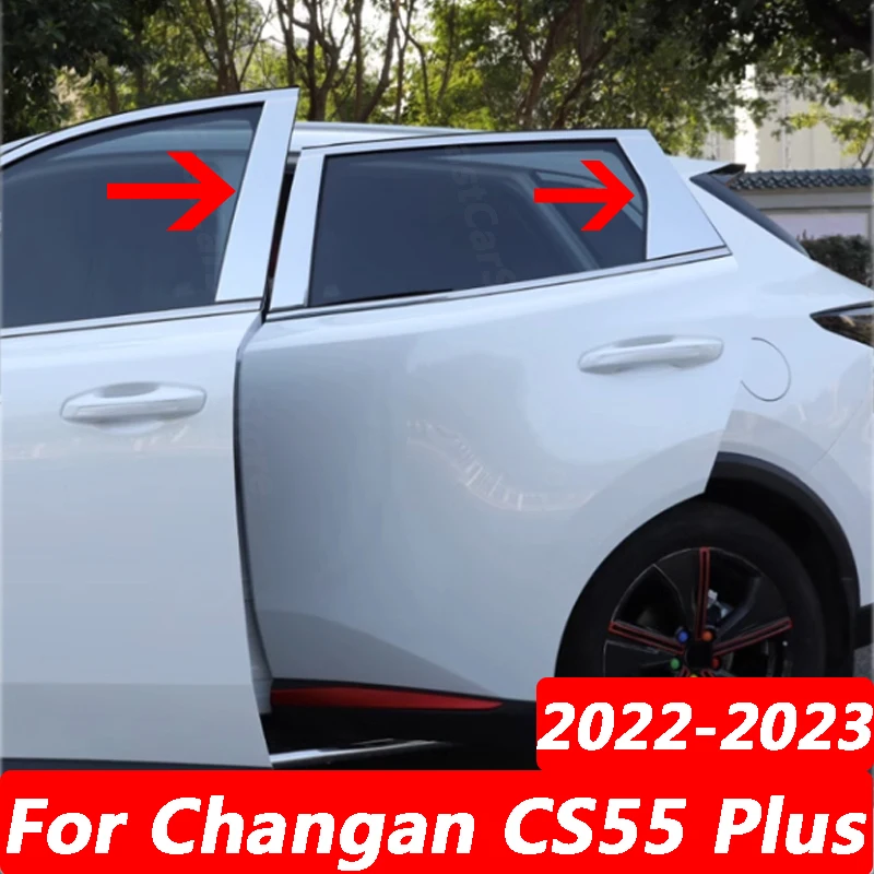 

For Changan CS55 Plus 2th 2022 2023 Auto Exterior Stainless Steel Car Door Window Column BC Pillar Post Cover Trim Accessories