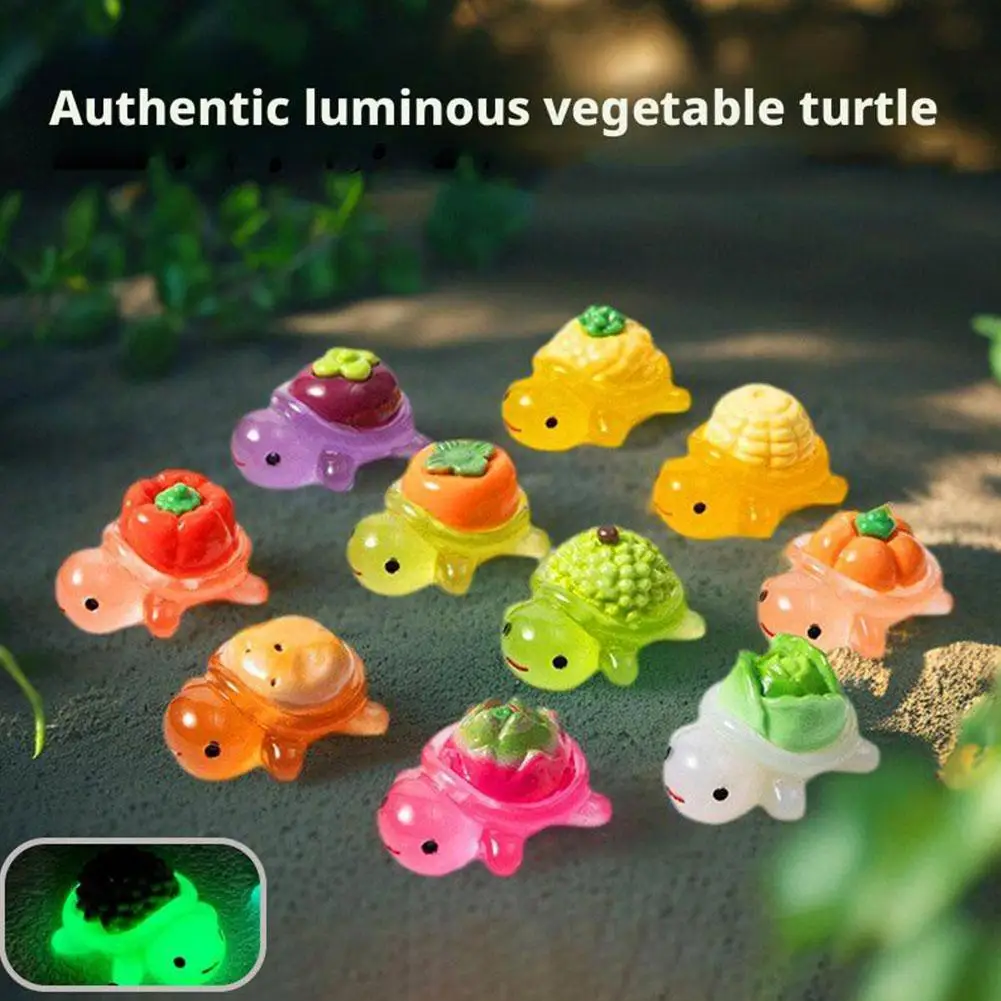 10 stks Landschapsarchitectuur Hars Ambachten Gloeiende Schildpad Tuin Aquarium Miniaturen Ornamenten Mini Lichtgevende Fruit Schildpad Woondecoratie
