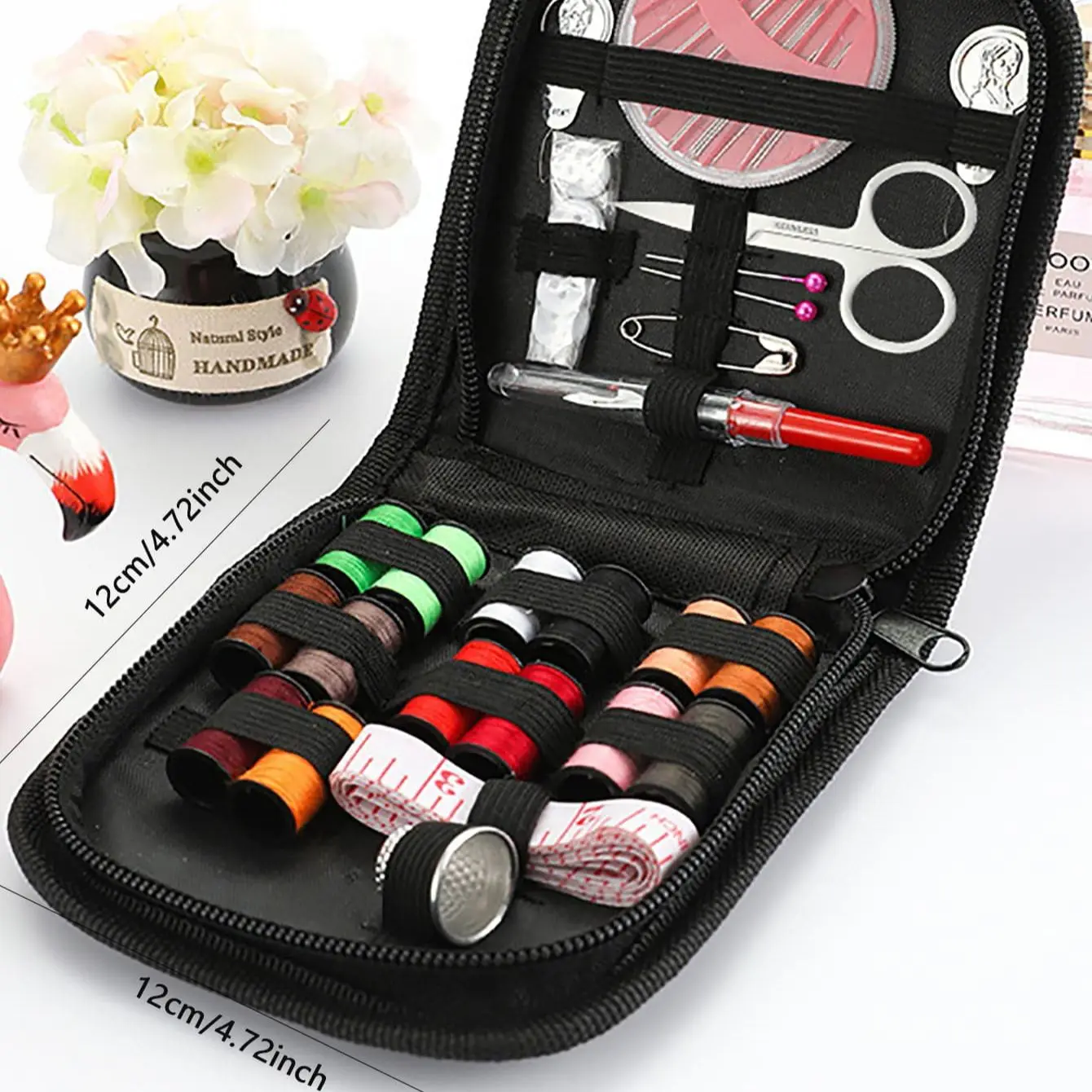 Set of 27 Sewing Kit Including Needle Thread Measure Scissor Threader Sewing Tool Accessories Zipper Bag for Home Adult TS2