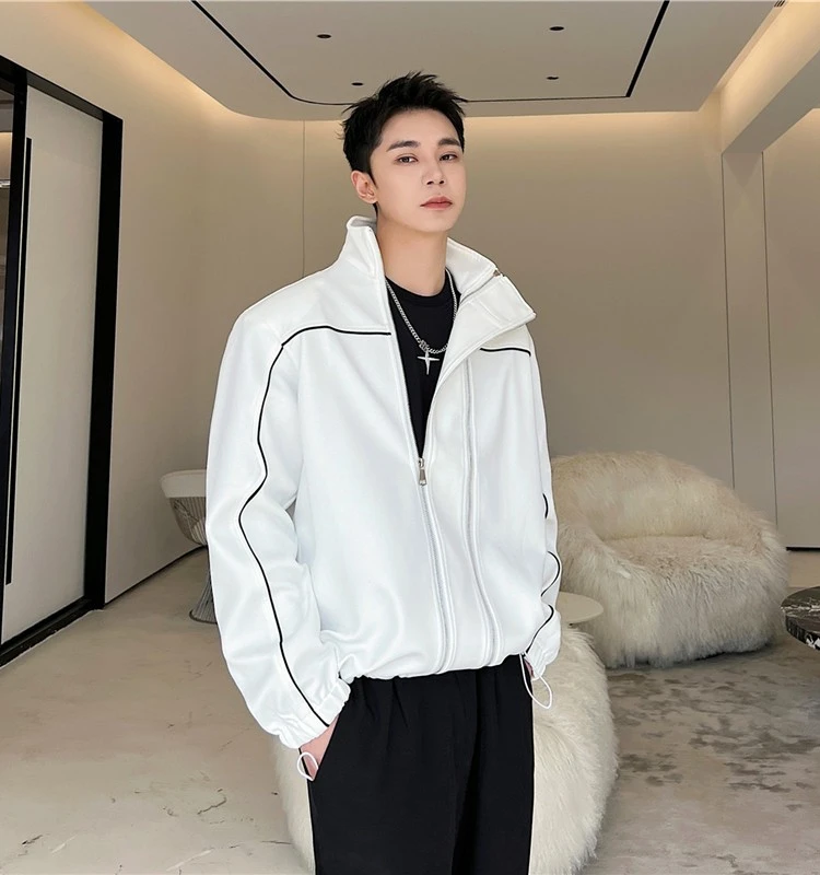 

Свободная мужская спортивная двойная молния, дизайн, модная всесезонная верхняя одежда, повседневная толстовка с капюшоном из полиэстера, смеси хлопка, легкий уход