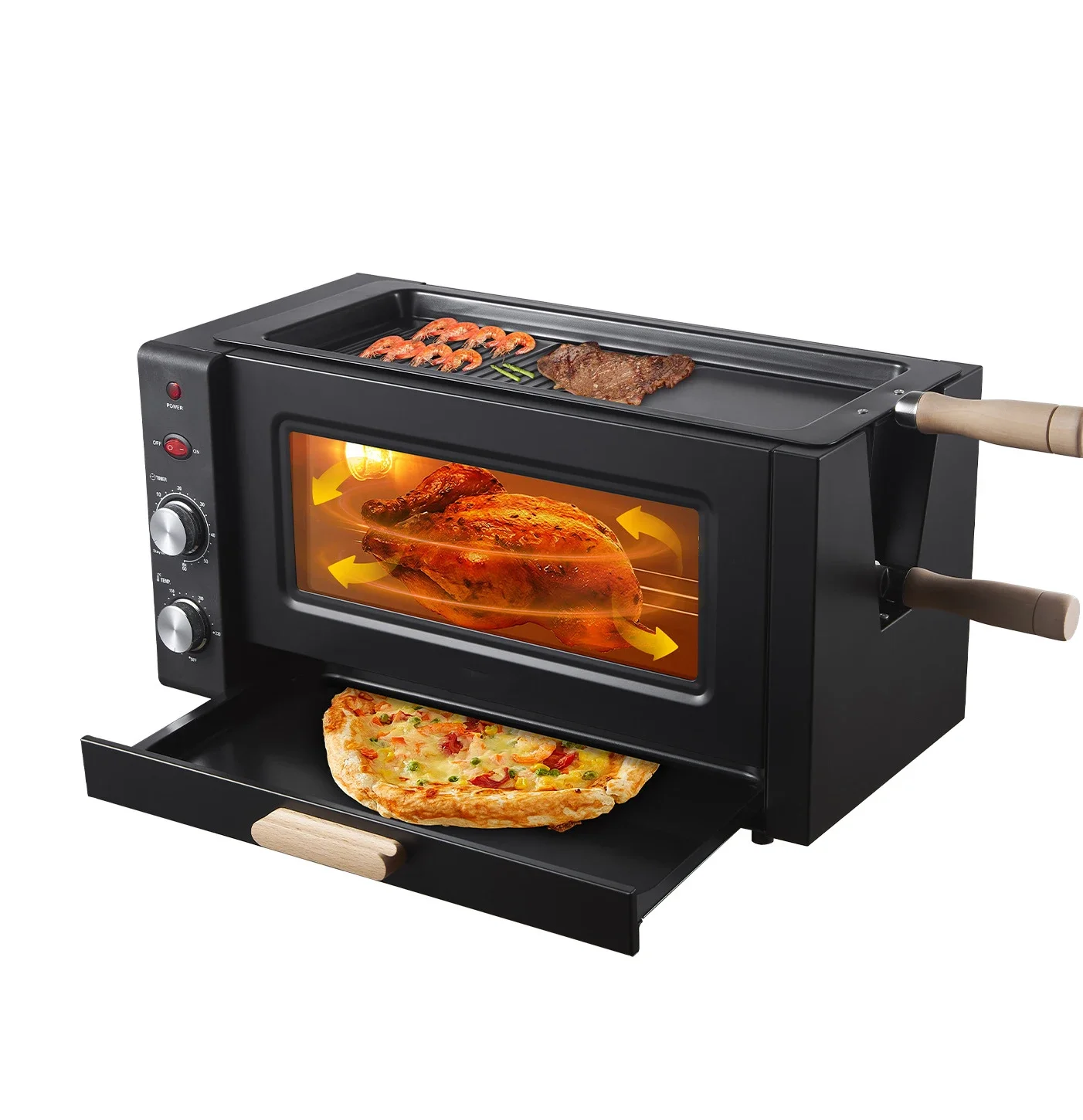 3 in1 Microwave Oven Multi-functional Home High Power 25L Large Capacity Multi-layer Parts Digital Timer Control Toaster Oven