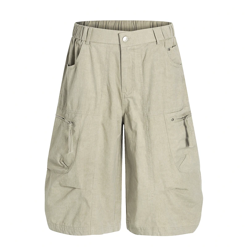 

GXFortune American Retro Street Khaki Workwear Seven-Foot Pants orts ex Loose Casual Mid-Pants Youthful Vitali Sle