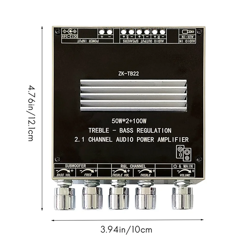 ZK-TB22 5.1Bluetooth Power Amplifier Board 50W Channel Amplifier Board with 100W Subwoofer for Sound Box with Shell