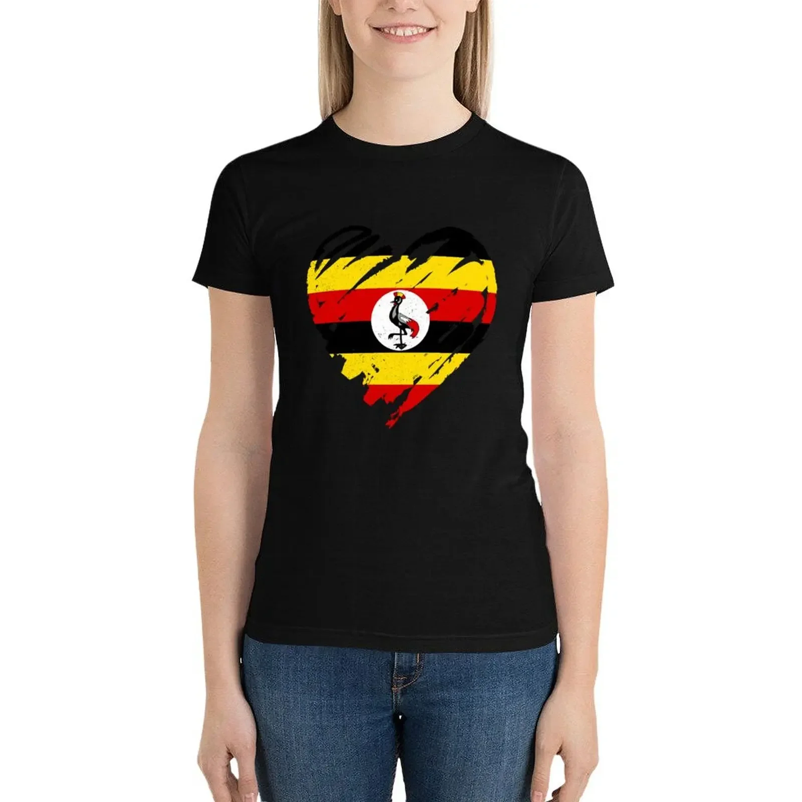 

I Love Uganda T-Shirt graphics korean fashion tops Female clothing t shirts for Women