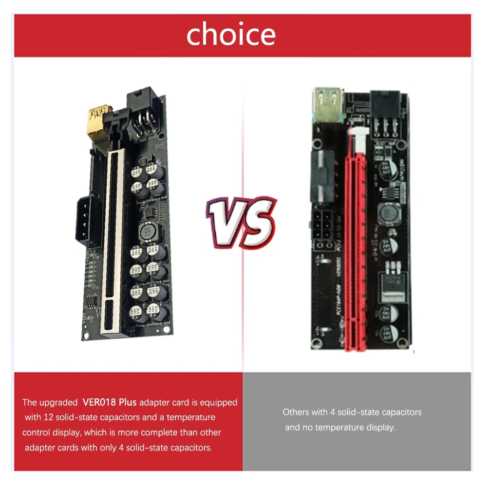 SuperDeals 2Pcs VER018 Plus PCI-E Riser 1X a 16X Riser Card GPU Riser Extender Card PCIE USB3.0 Cabo para Mineração de Bitcoin ETH