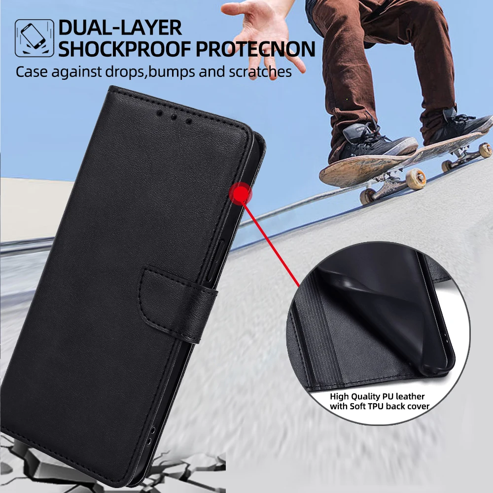 حافظة جلدية لهاتف سامسونج جالاكسي A17 5G جالاكسي A07 4G غطاء حماية مشبك مغناطيسي حافظة كتب قابلة للطي لهاتف سامسونج A17 A16 فتحات بطاقة