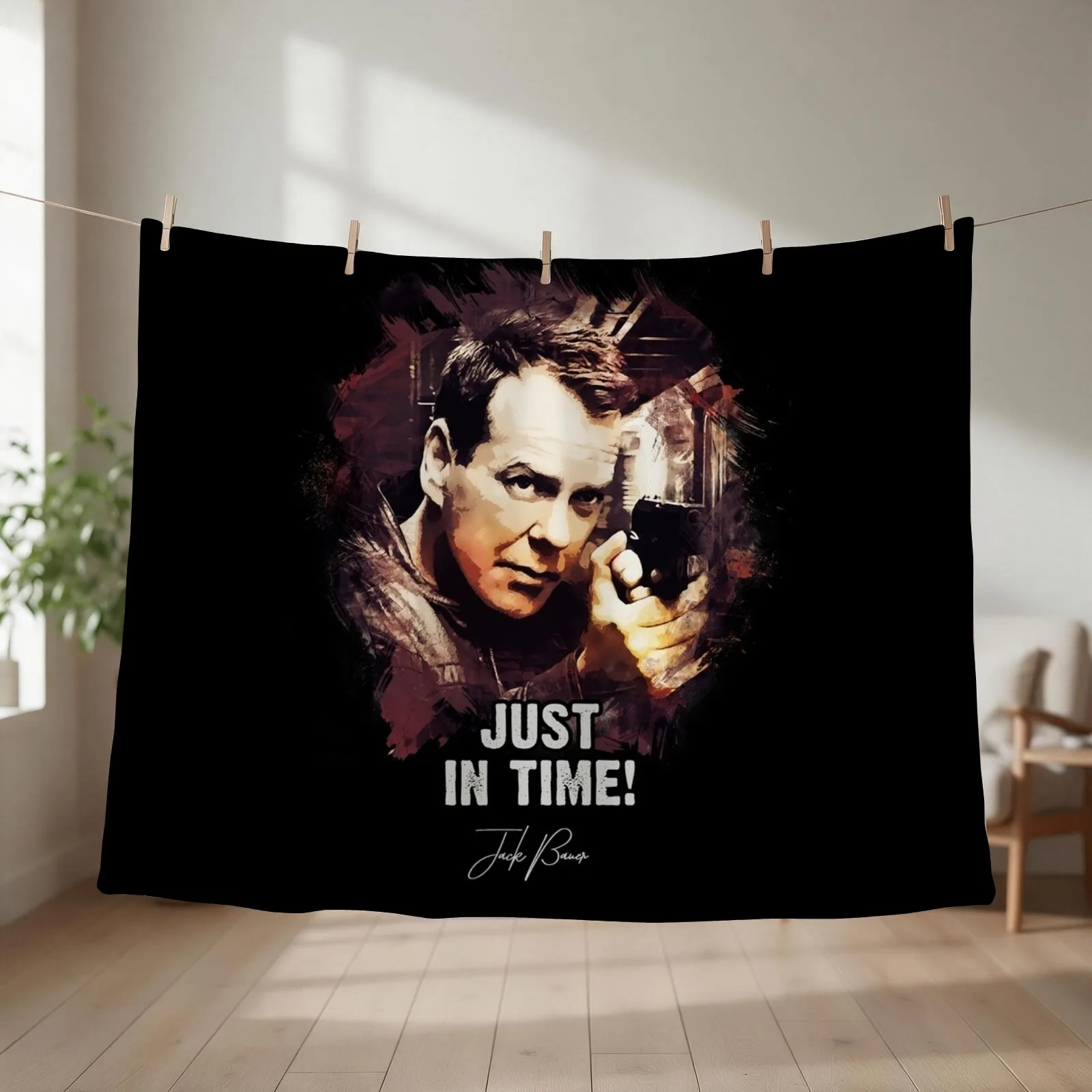 Just In Time - Jack Bauer Throw Blanket couch cozy soft plush fuzzy picnic outdoor blanket