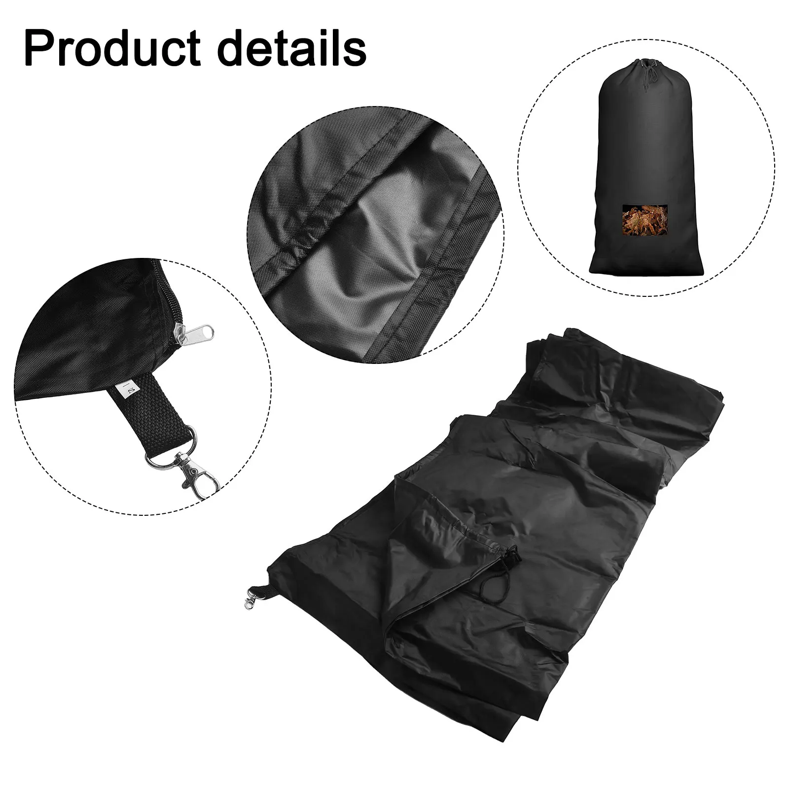 Black Lawn Tractor Leaf Bag Grass Clippings Bag Easy To Store Outdoor Debris Collection Reinforced Opening Strong Stitching