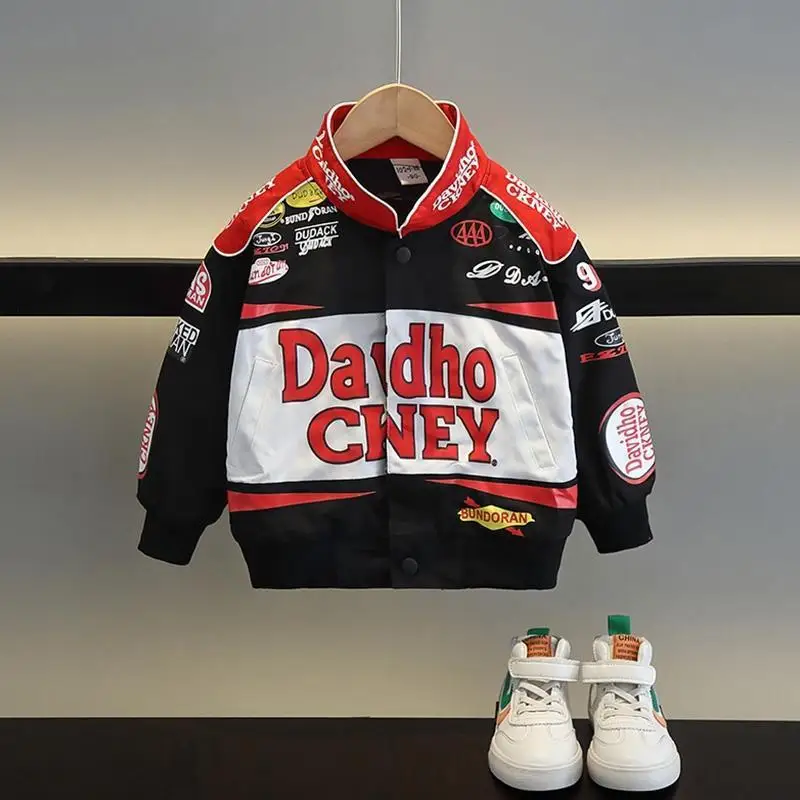 

Куртка для мальчиков, весенне-осенние модели, куртка, верхняя детская весенняя одежда, новинка 2025 года, сетчатая красная детская красивая байкерская одежда