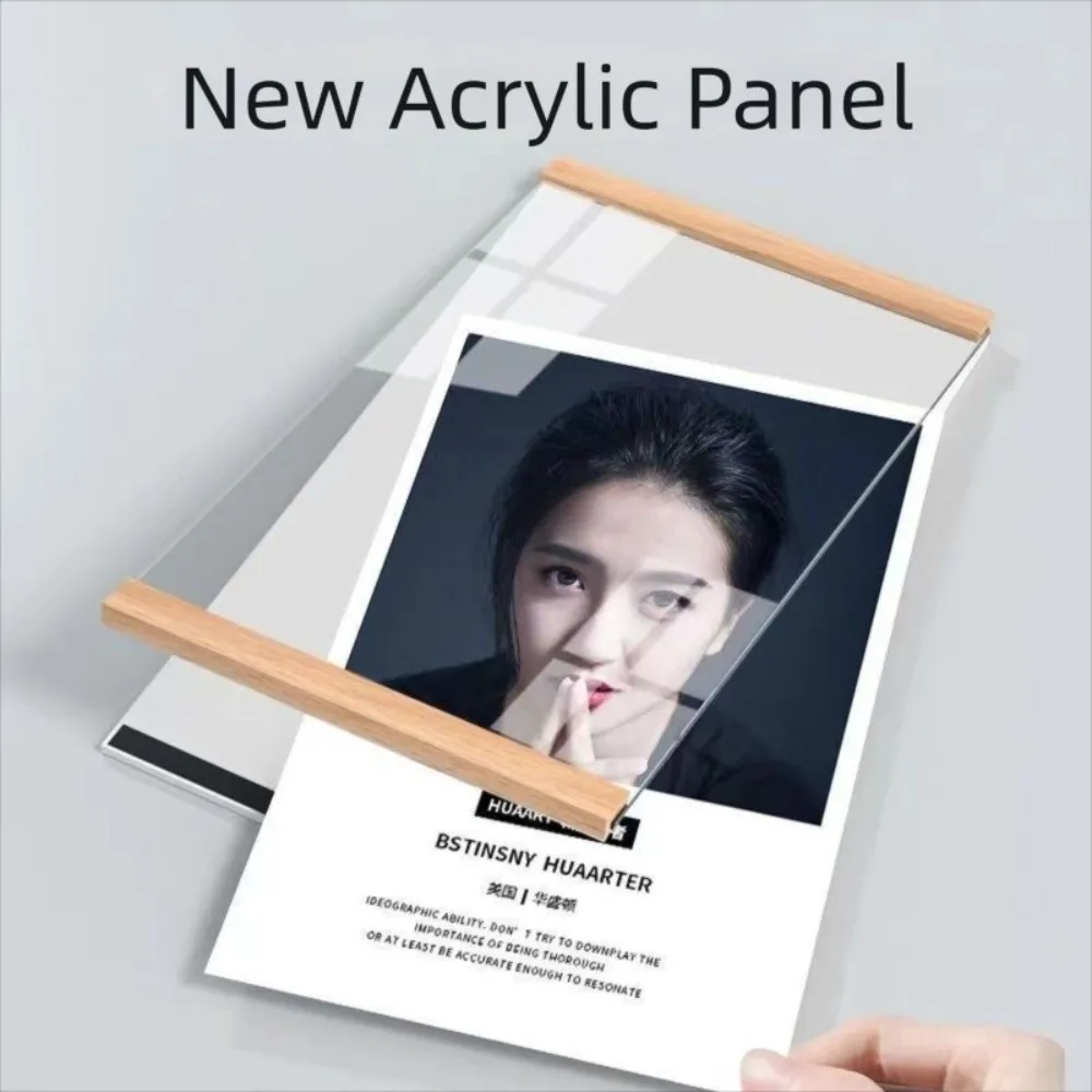 New A4/A5/A6 Acrylic Photo Frame Wall Adhesive Transparent Acrylic Sign Holder Magnetic Certificate Display Board Home Decor