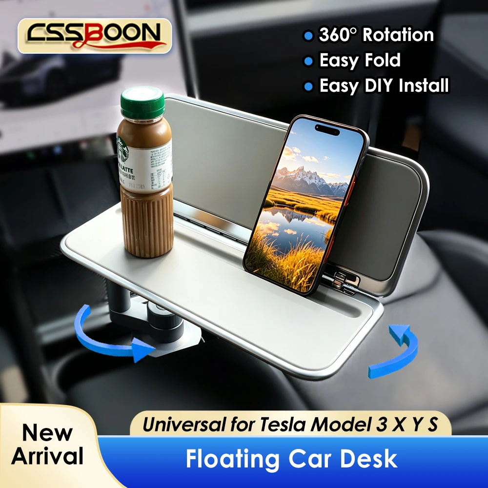 2026 Foldable Floating Desk Tray for Tesla Model 3 Y X S Interior Accessories Driver Rotatable Table Board