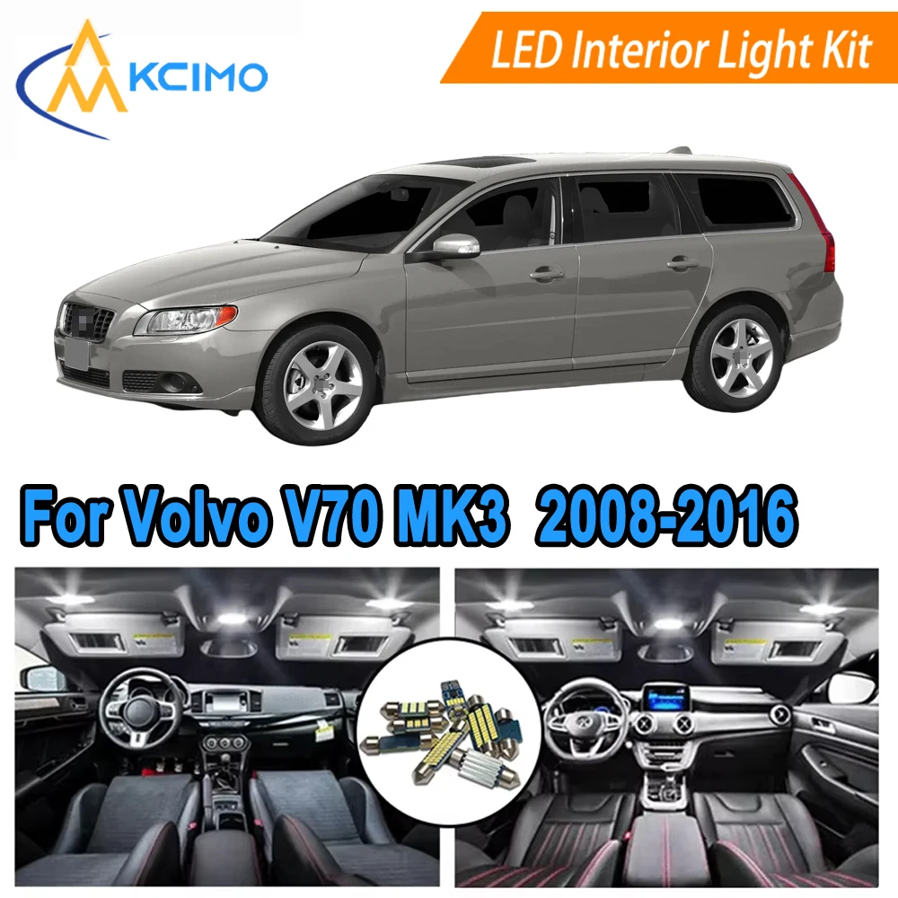

LED Interior Light Kit For Volvo V70 MK3 (2008-2016) Dome/Footwell/Map/Door Courtesy Lamps Bulbs White/Blue LED Lights Set