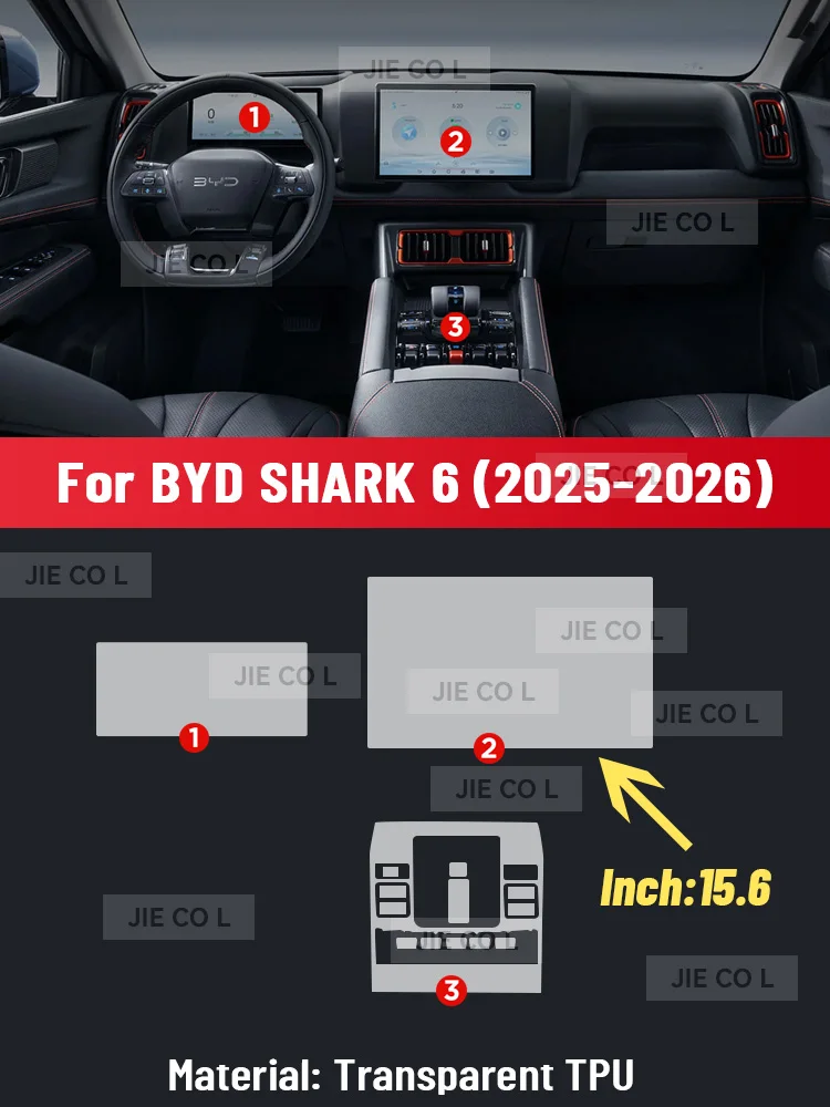 For BYD SHARK 6 2025 2026 Car interior Protection Central Control Screen Transparent TPU Navigation Anti Scratch GPS Film