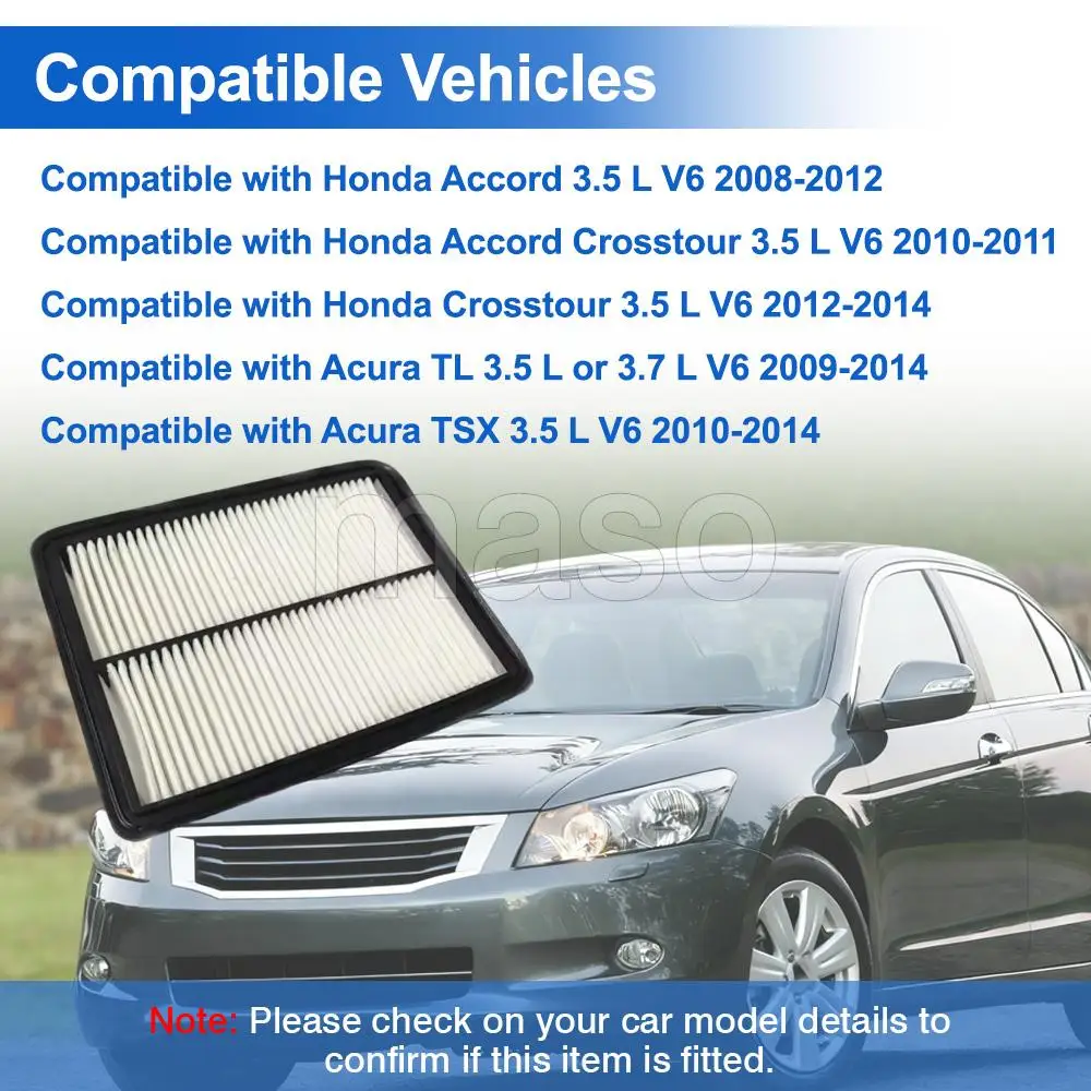 

Car Engine Air Filter For Honda Accord Crosstour Acura TL TSX 3.5 L V6 2008 2009 2010 2011 2012 2013 2014 17220-R70-A00
