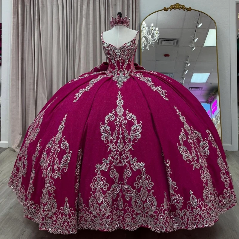 

Красные платья Quinceanera с открытыми плечами и аппликацией из кружева с бисером и бантом из тюля с накидкой для вечеринки, дня рождения, милое платье 16, Vestidos De 15