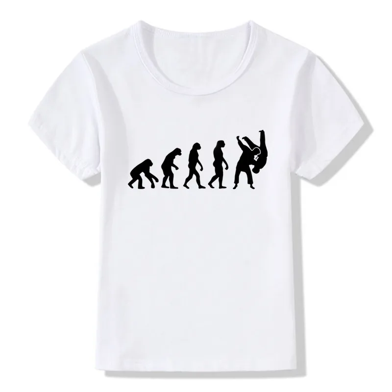 Boy and Girl Evolution Of A Judo Design T-shirts Children Judo Top Tees Baby T Shirt Summer Casual Soft White Short Sleeves