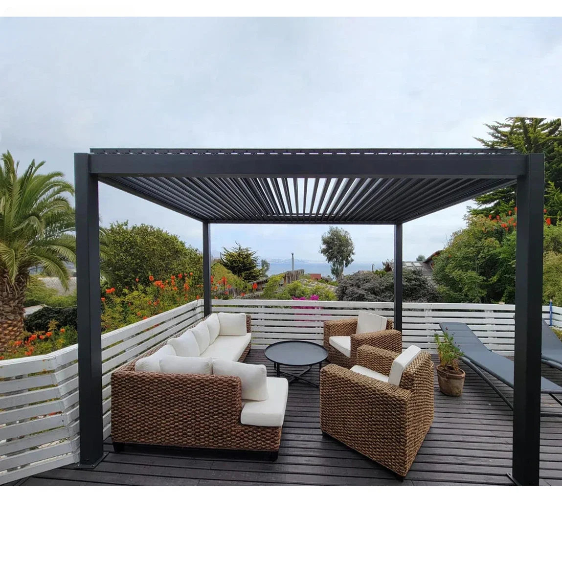 Customized Smart Aluminium Pavilion Pergolas Waterproof Canopy Sunshade Metal Garden Pergolas