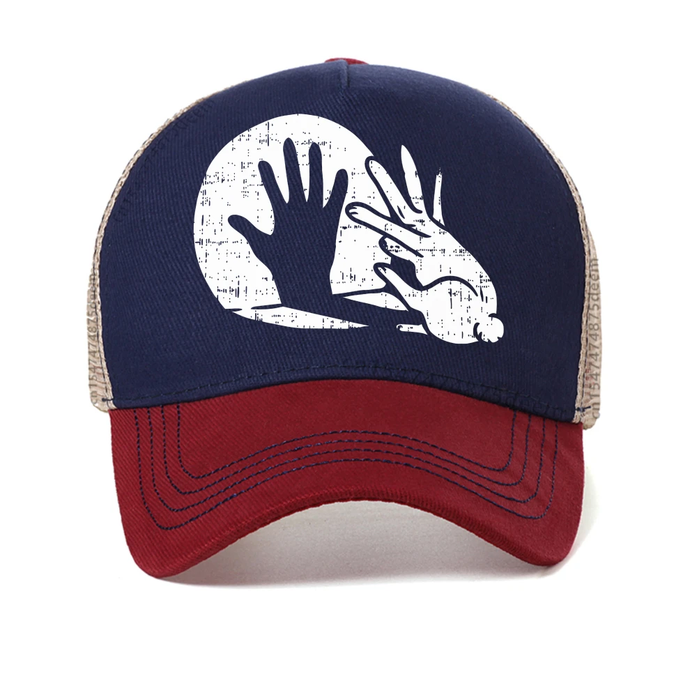 Animal Bunny Shadow Play Pun cap man adjustable baseball caps Funny Rabbit hat fashion Summer Mesh Breathable Hats