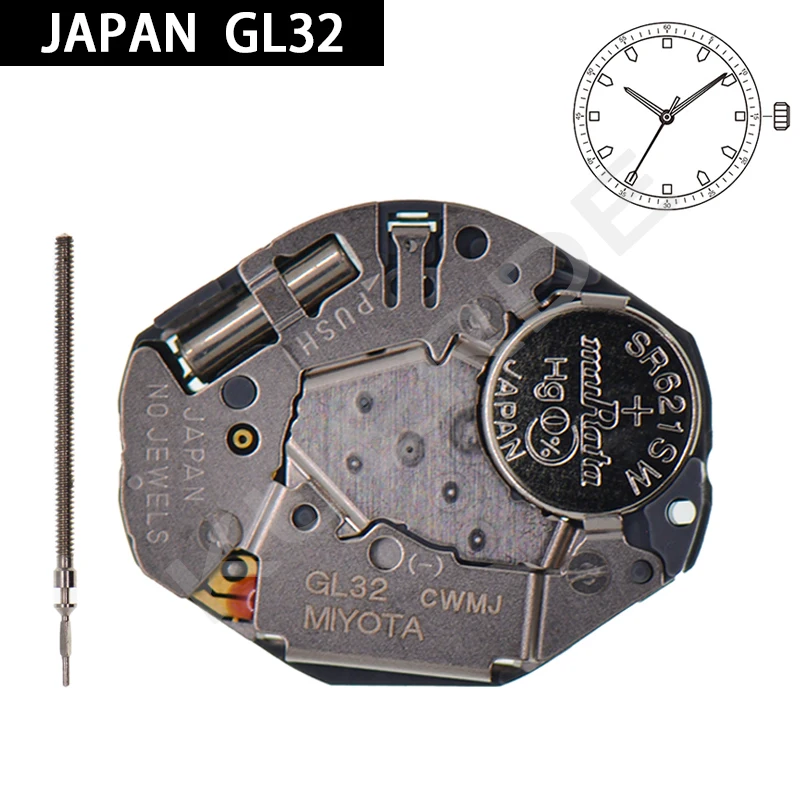 For JAPAN GL32 Movement Quartz Electronic GL30 Movement Three Hands Watch Repair Replacement Parts With Battery And Stem