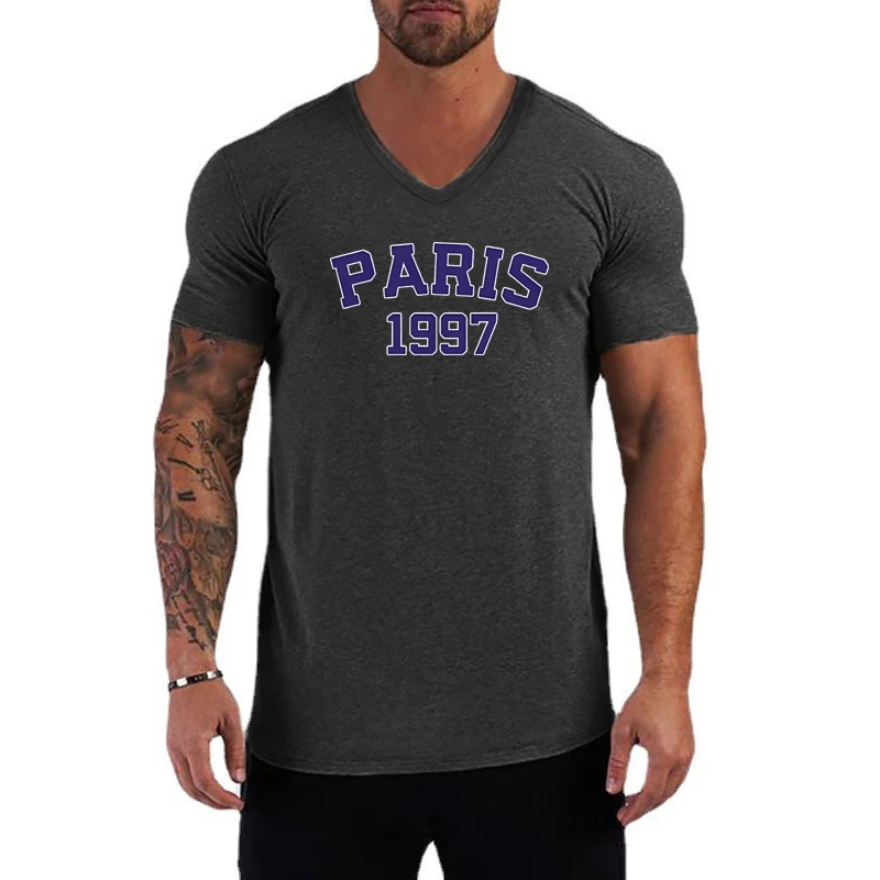 Mens Fitness Muscle Tee Tops Training Short Sleeve Lightweight Shirts Summer Cotton Breathable T-Shirt Gym Bodybuilding Clothing 4
