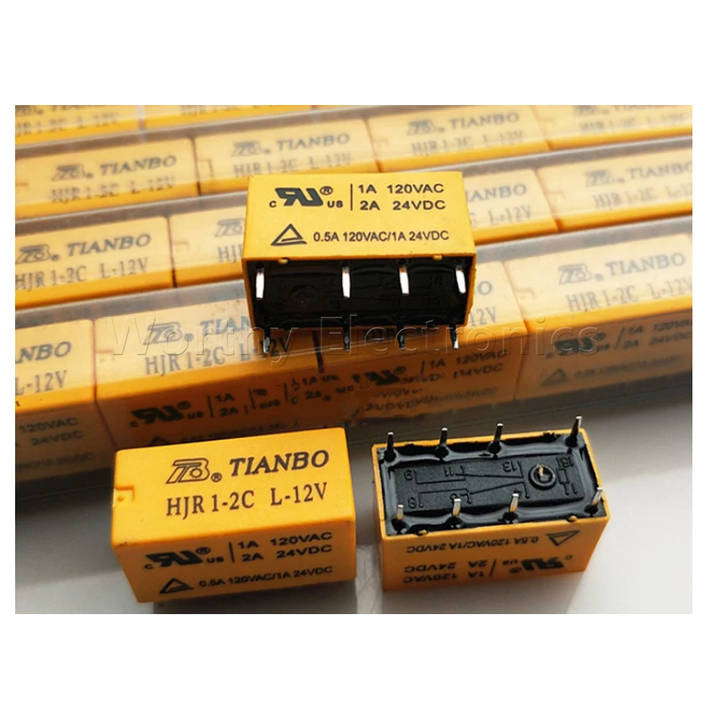 Free shiping   10pcs 12VDC 2A 8pin Relay HJR-1-2C-L-12V