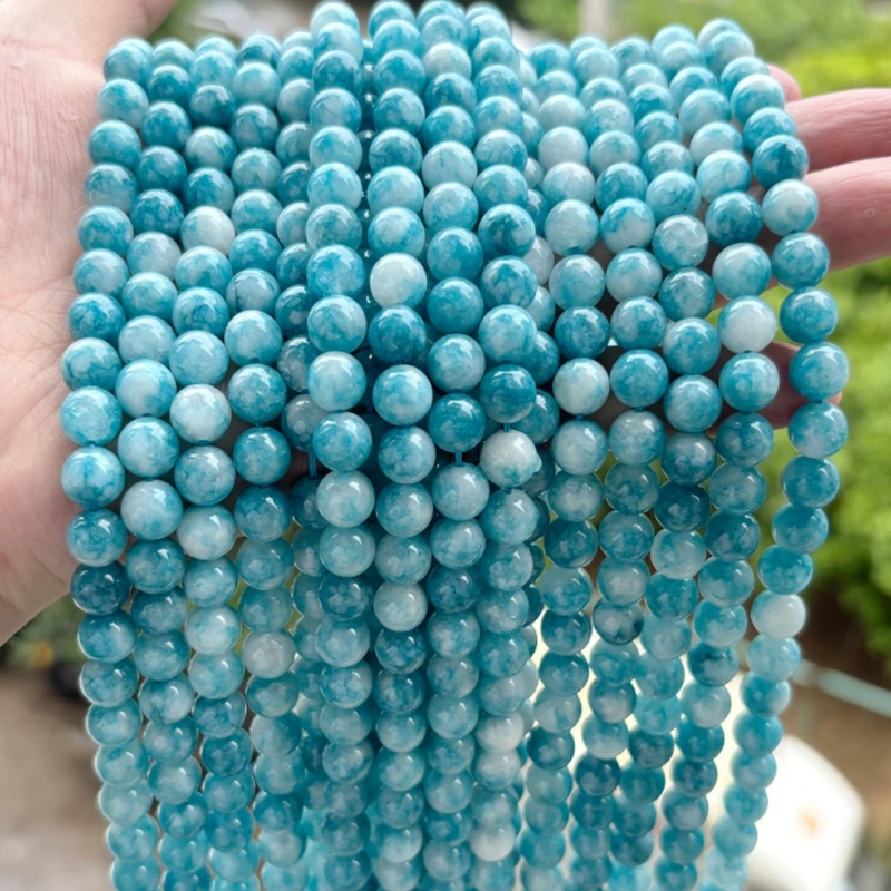 Natürliche blaue Larimar-Steinperlen, runde lose Edelsteinperlen für die Schmuckherstellung, DIY-Zubehör, Halsketten, Armbänder, Accessoires