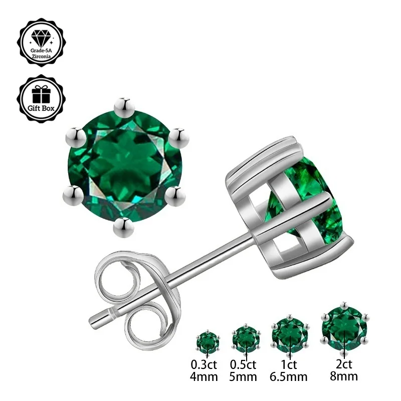 

LAMVOICE jewelry for women/stud earrings with 0.6-4 carat zirconia S925 sterling silver earrings Valentine’s Day gift for her