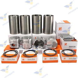 4D56 Piston + Cylinder Liner + Piston Ring 4-cylinders MD304835 MD304838 For Mitsubishi Overhaul Rebuild Kit Engine Parts STD