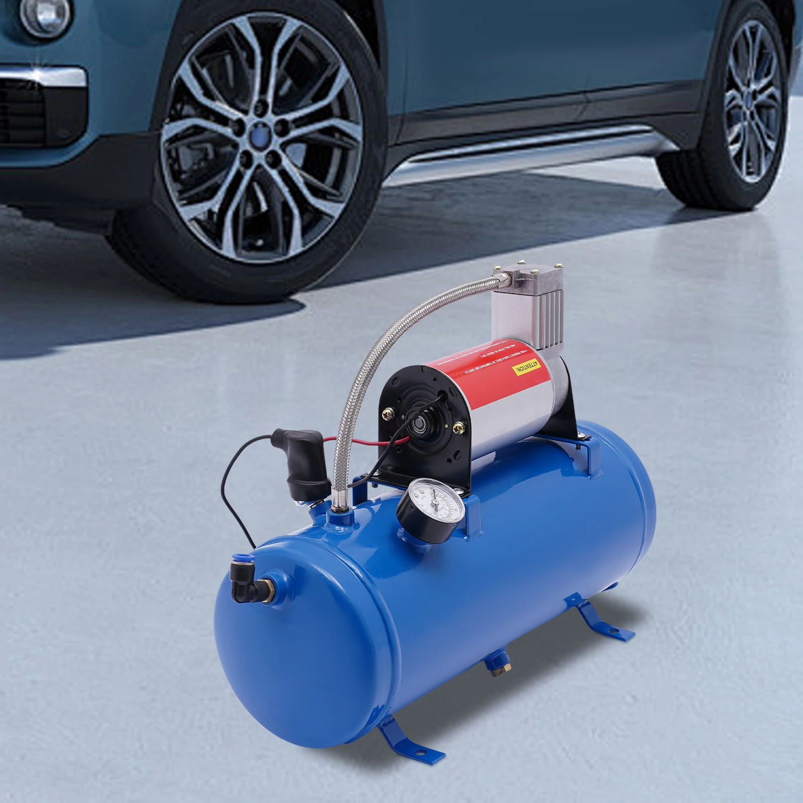 6L Air Compressor with Horn Air Compressor Pump Fast Inflation High Power Copper Core Motor for Car Train Truck Boat