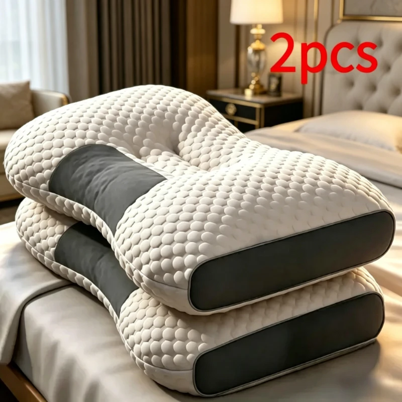 2pcs 3D Knitted SPA Massage Bean Pillow Water Cube Cervical Support Hotel Quality Pillow Core Non-collapsible Neck Pain Relief