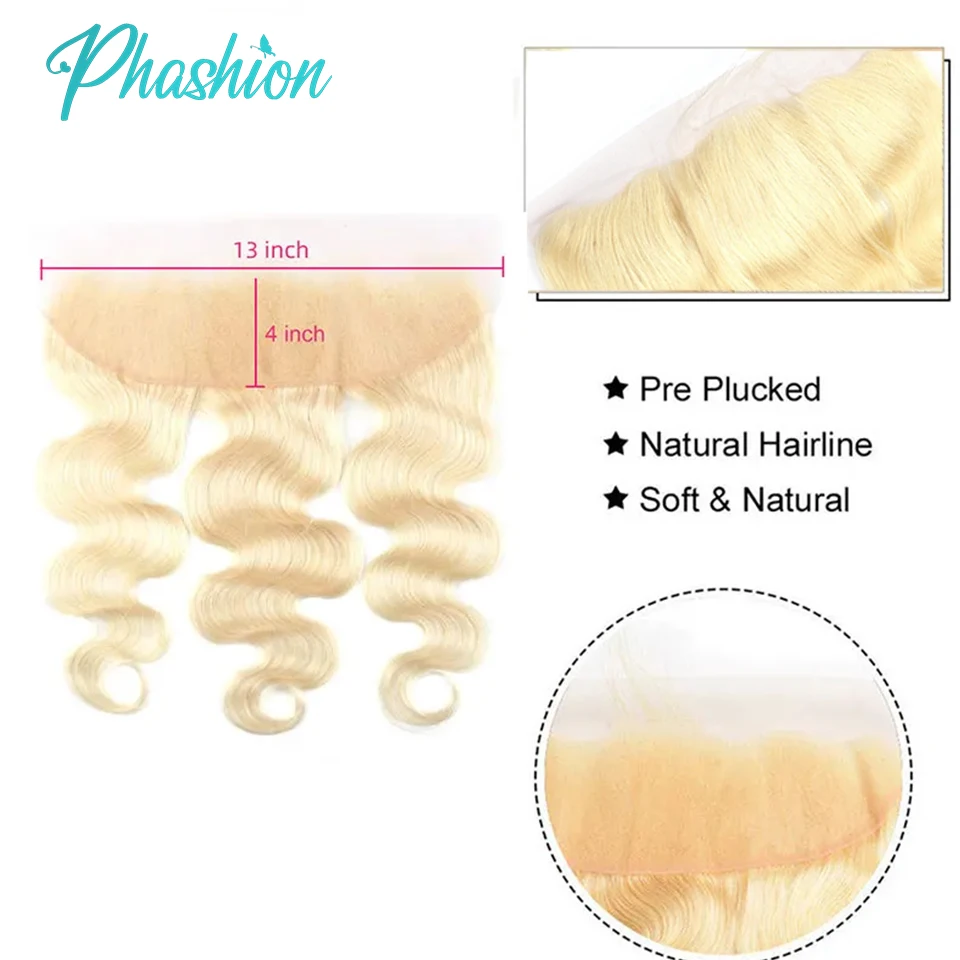 Phashion Blonde 4x4 5x5 Lace Closure 613 Body Wave 13x4 Lace Frontal Human Hair Hd Transparent  Pre Plucked Brazilian Remy Hair