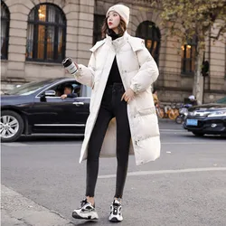 2024 New Down Cotton-Padded Women's Winter Clothing New Version of Loose Cotton-Padded Long Jacket Over The Knee Coat