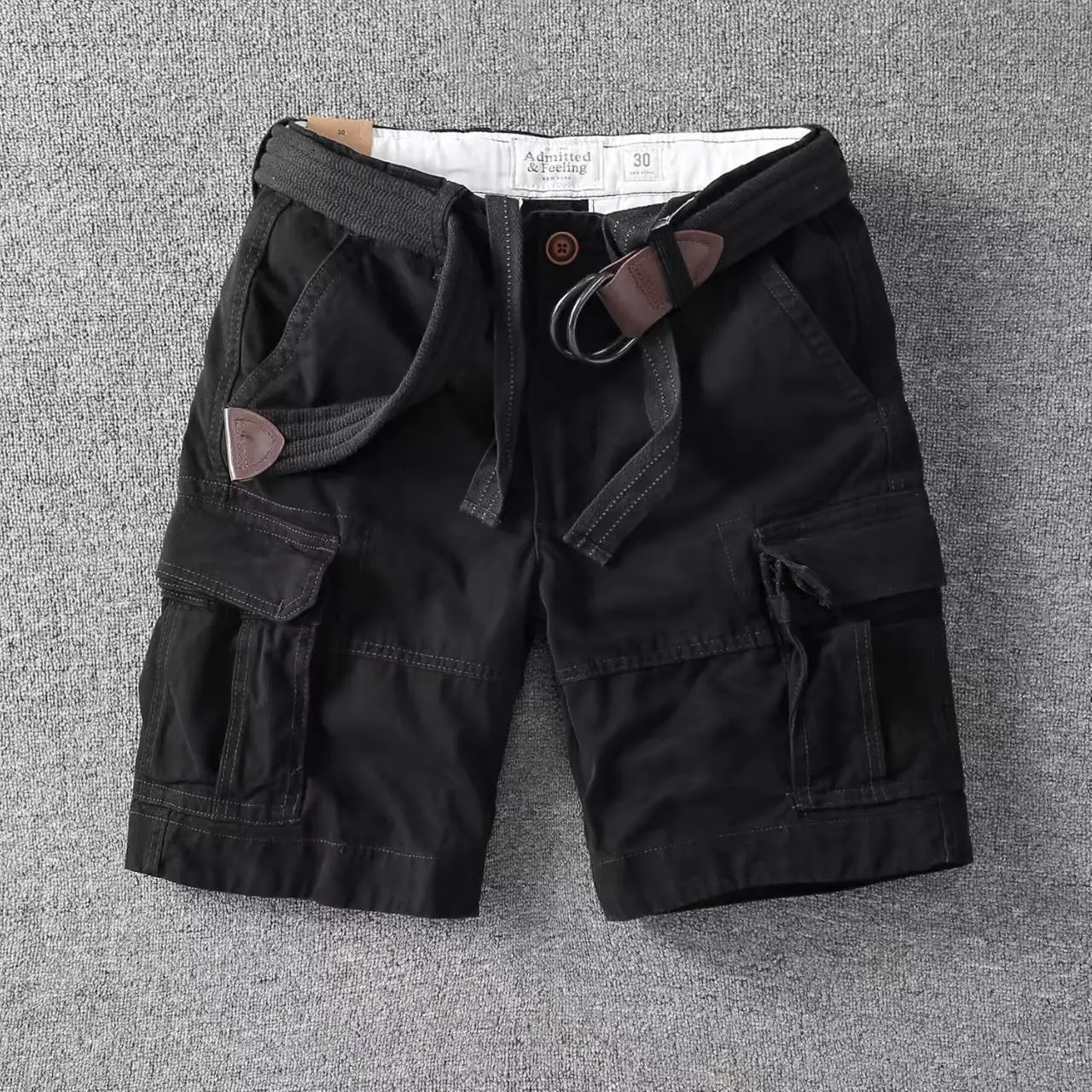 Summer Fashion Retro Workwear Cotton Shorts For Men Heavy Water Wash Multi Pocket Pants Loose Straight Leg Trendy Man Short
