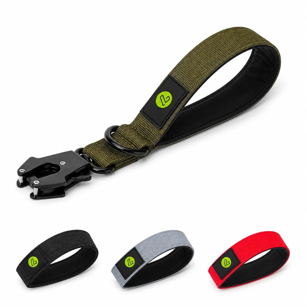 Taktisches Hundehalsband und 5-Fuß-Leine-Set, gepolstertes Nylonhalsband mit Kontrollgriff und Schnellverschlussleine für mittelgroße und große Hunde