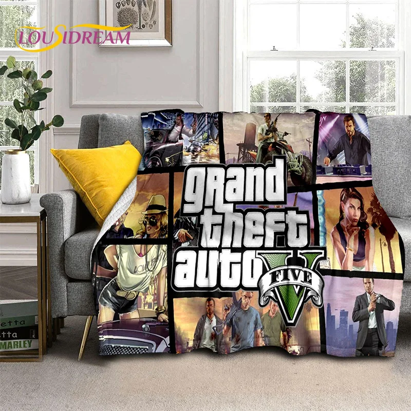 Games GTA  Grand Theft Auto Gamer 3D Blanket,Soft Throw Blanket for Home Bedroom Bed Sofa Picnic Travel Office Cover Blanket Kid