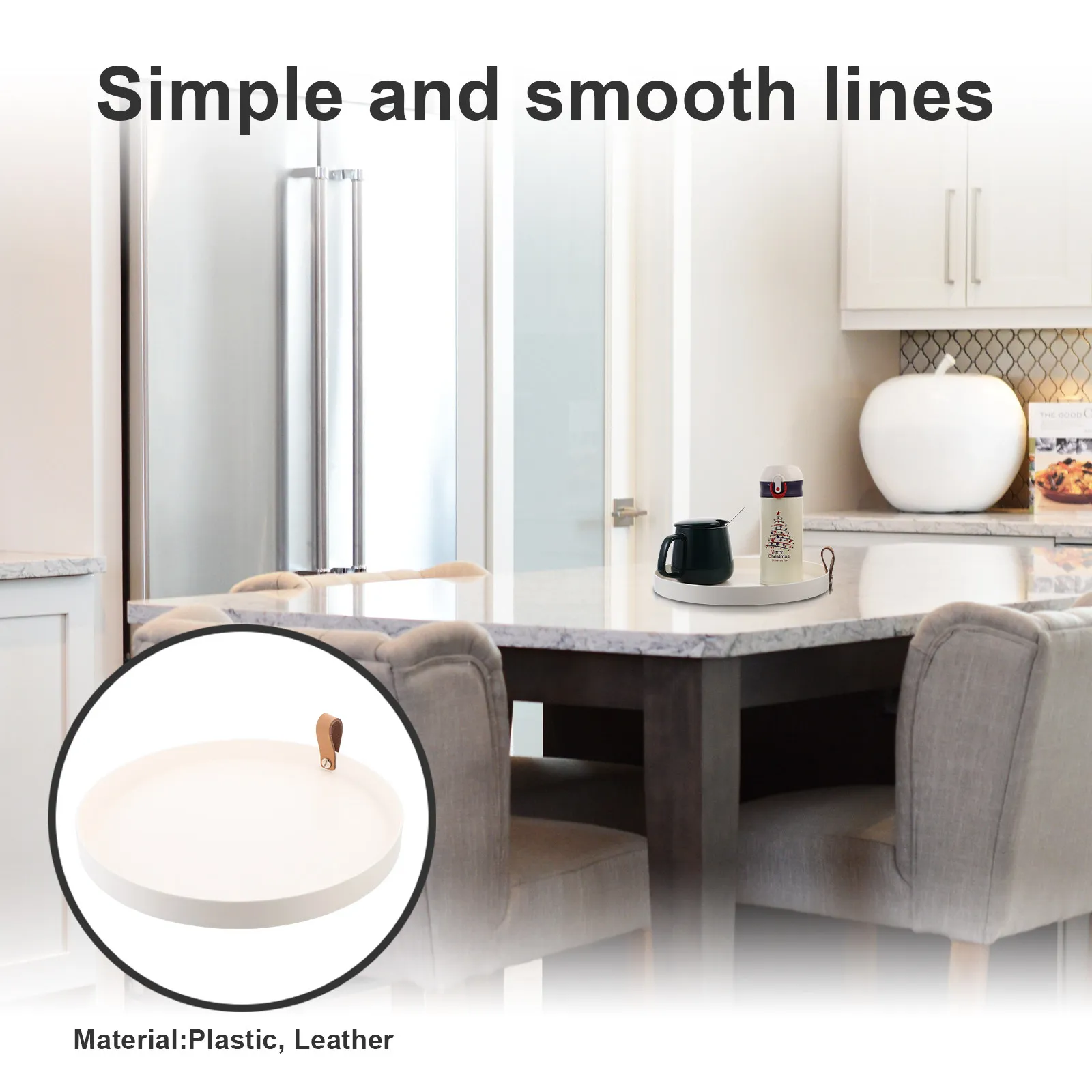 

Round Vanity Tray for Bathroom Toiletries Storage Sturdy Lightweight Design Shampoo Lotion Bottles Organizer Desktop Cosmetics