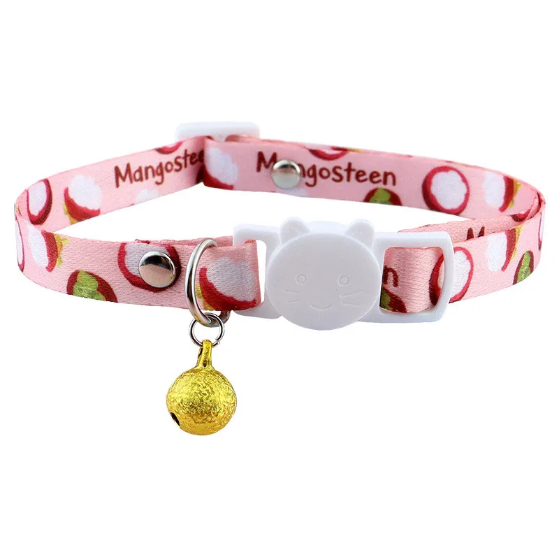 Adjustable Fruit Christmas Printing Pet Collar Breakaway Cat Dog Collar with Safety Buckle Collar Bell Puppy Kittens Necklace