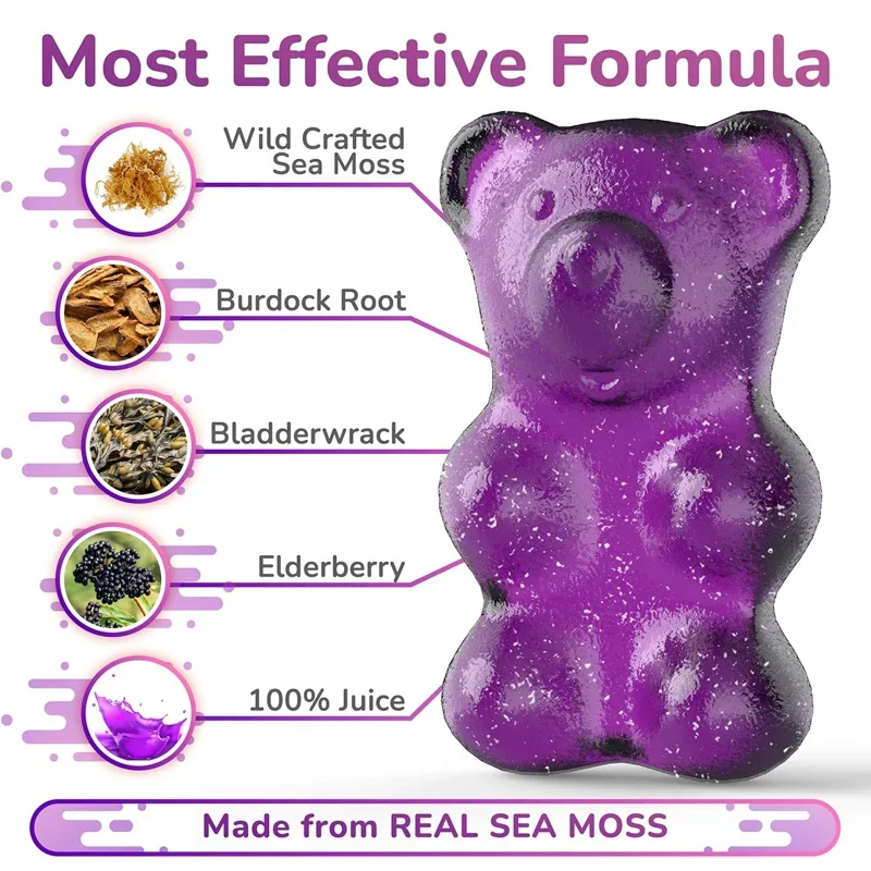 

Natural Seaweed Gummies Contain Irish Seaweed, Elderberry Extract Burdock Root, Bladder, 60 Gummies, Immune Support, Energy