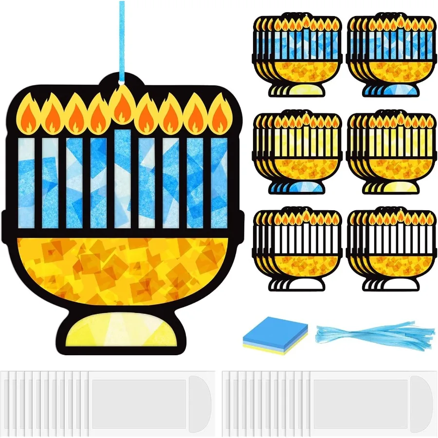 

24 комплекта Табличка на Деньги Менора Набор для рукоделия Ханука Ремесло Массовая Чанка DIY Менора Набор для рукоделия Ханука Свечи Ремесло для Ч