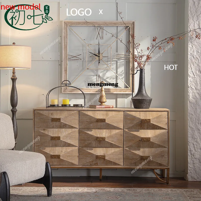 

H132 color antique entrance cabinet, living room decoration chest of drawers, home entrance American pastoral style storage cabi