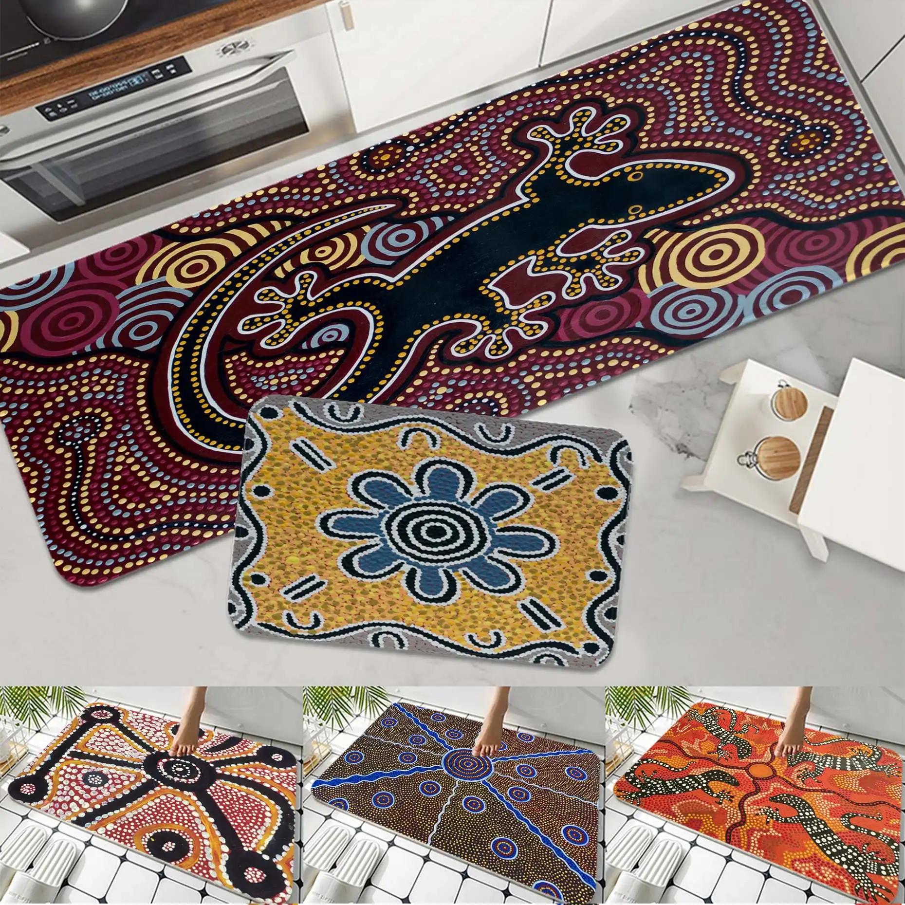 

Aboriginal Flag Art Logo Room Mats Nordic Style Home Doormat Bathroom-Toilet Mats Bedroom Bedside Mats
