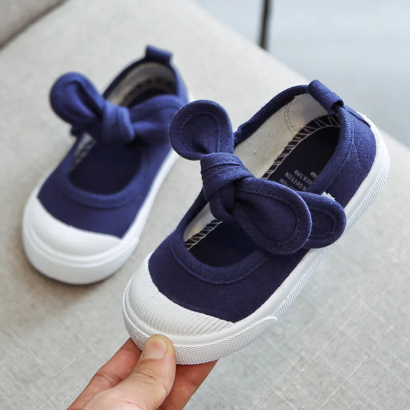 Korean Style Fashion Children Fashion Girls Canvas Shoes Versatile Bow Baby Girls Casual Shoes Drop Shipping Simple Dropshipping