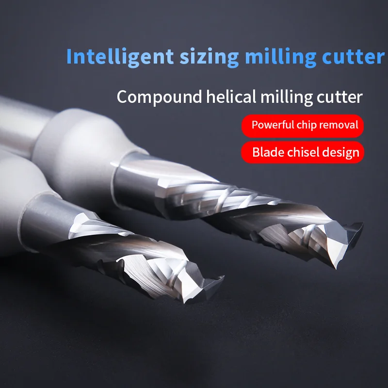 HUHAO Compound Spiral Router Bit Cutting CNC Milling Cutter Carbide Cutter for Wood MDF Multilayer Particle Board