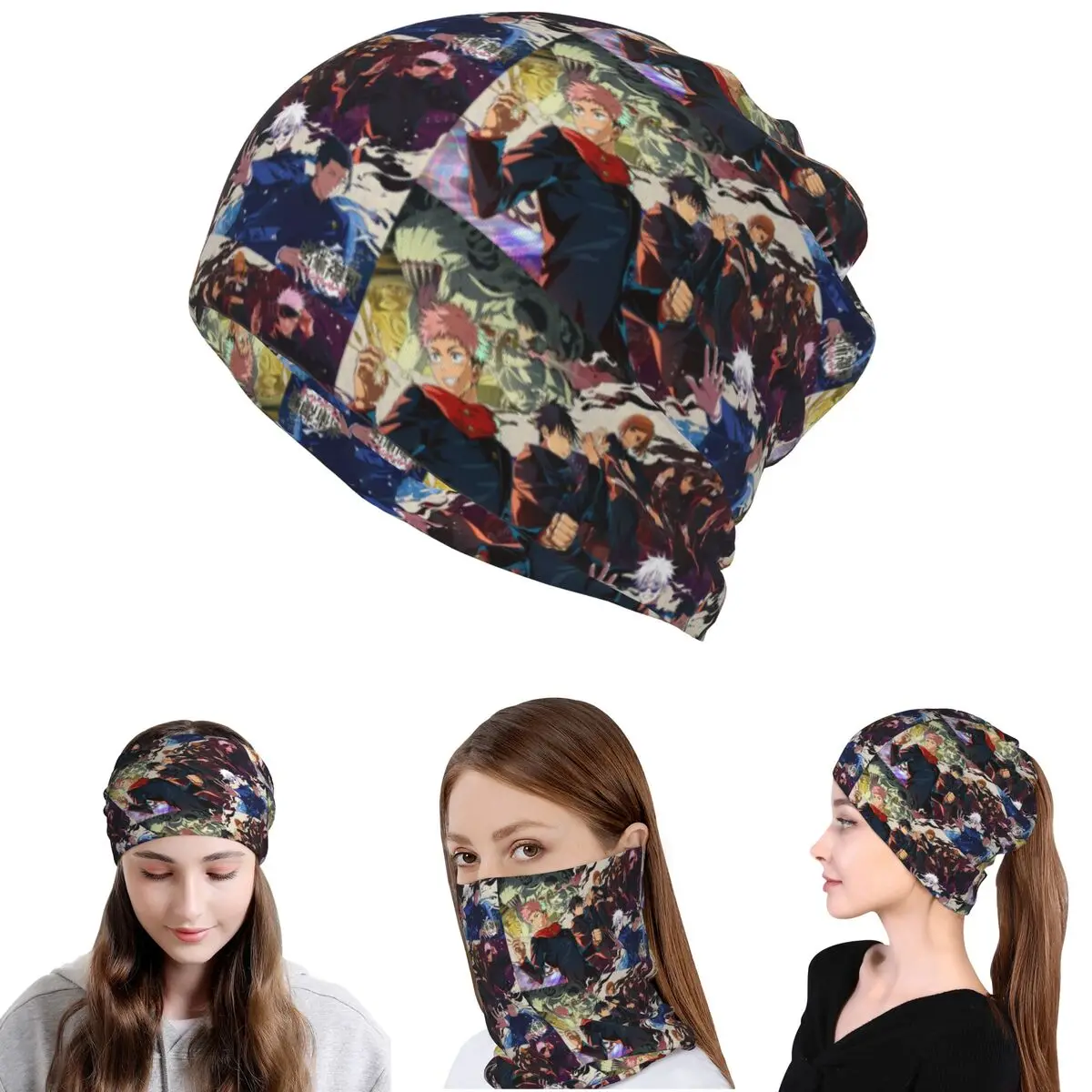 

Jujutsu Kaisen Anime Satoru Yuuji Nobara Megumi Sukuna Bandana Neck Gaiter Mask Scarf Cycling Scarf Beanies Hat Adult Winter
