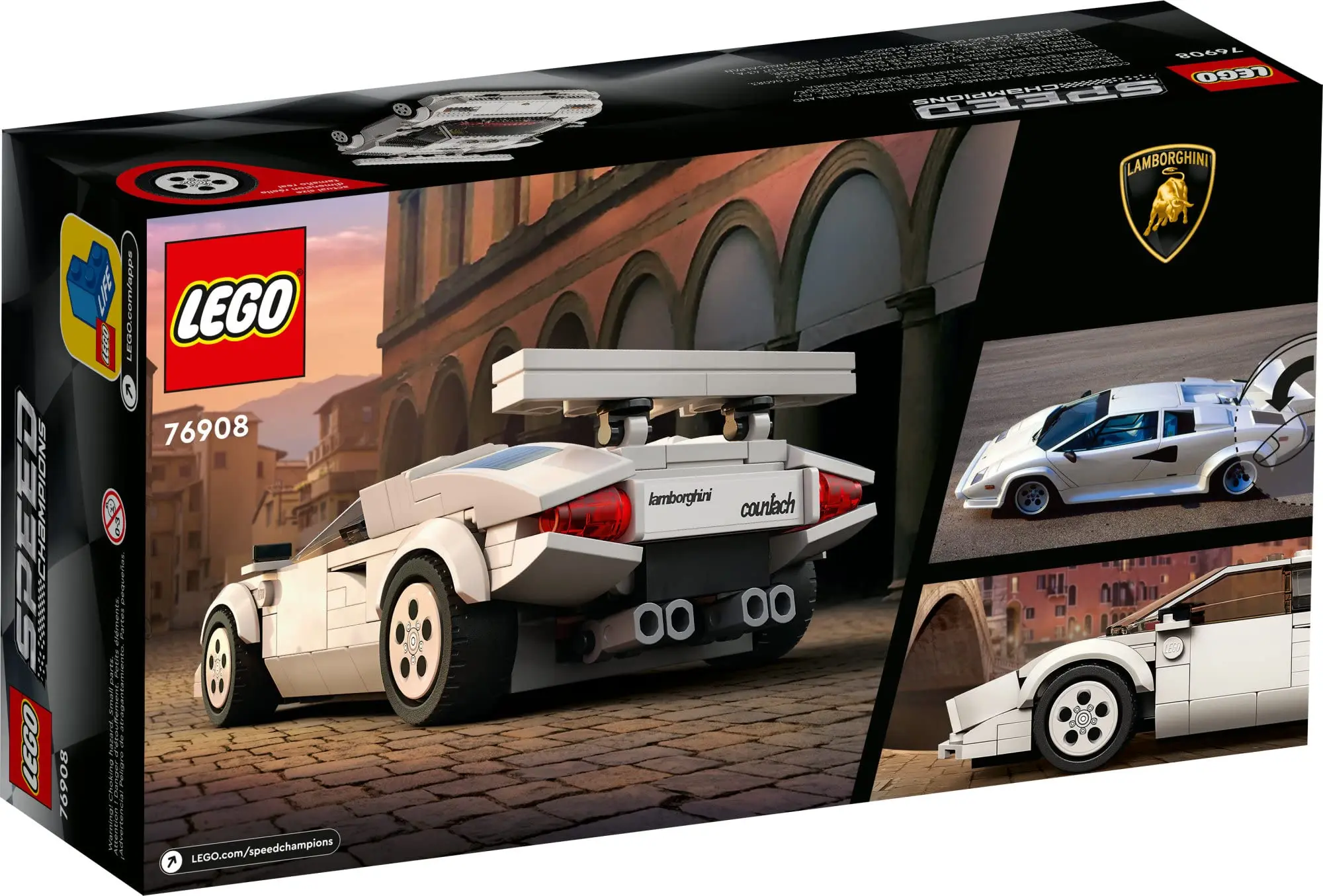 LEGO Speed Champions Lamborghini Countach 76908 Race Car Toy Collectible Building Set with Racing Driver Minifigure