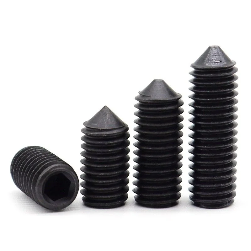 M3 M4 M5 M6 M8 M10 M12 Schwarze 304 Edelstahl Sechskant-Inbusschrauben mit Kegelspitze, Stellschrauben, Bolzen – Detail 4