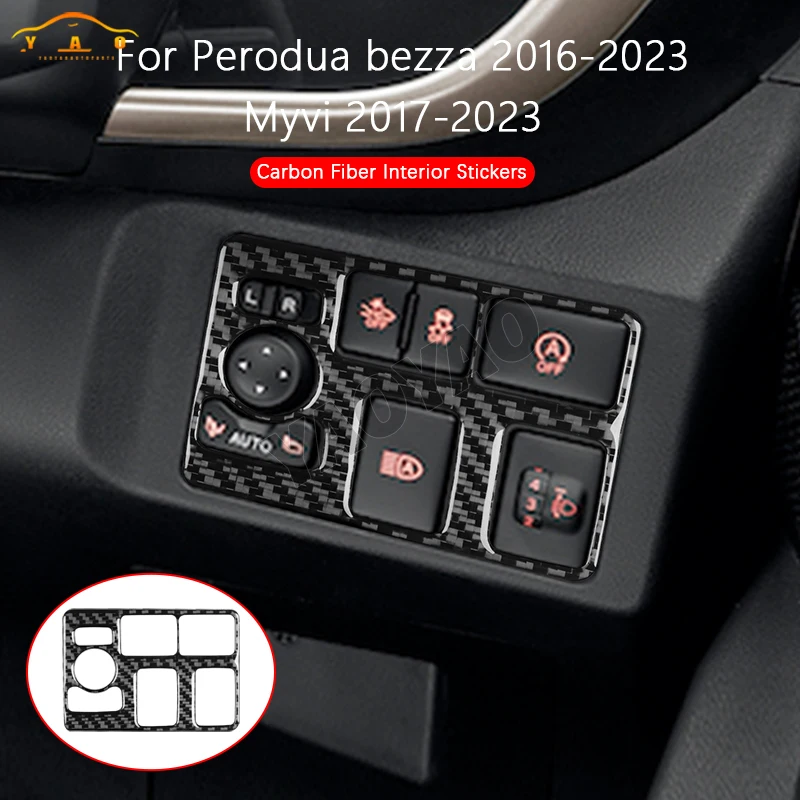 

Carbon Fiber For Perodua Bezza Myvi 2016-2023 Headlight Switch Control Panel Trim Cover Decoration Sticker
