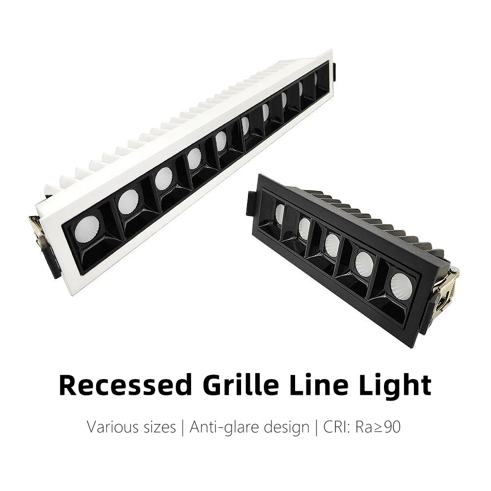 Anti-Glare Creative Linear Recessed Grille Line Lights 2W 4W 6W 10W 20W 30W Living Room Corridor Strip COB LED Ceiling Downlight