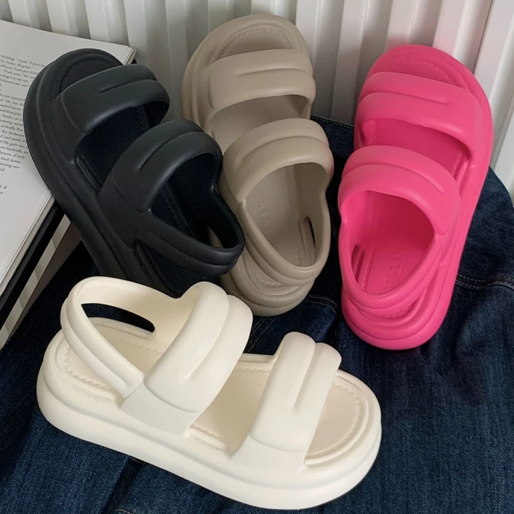 Double Band Soft Sole Thick Bottom Women Slippers Slides Bathroom Beach Indoor Sandals Summer Couple Shoes