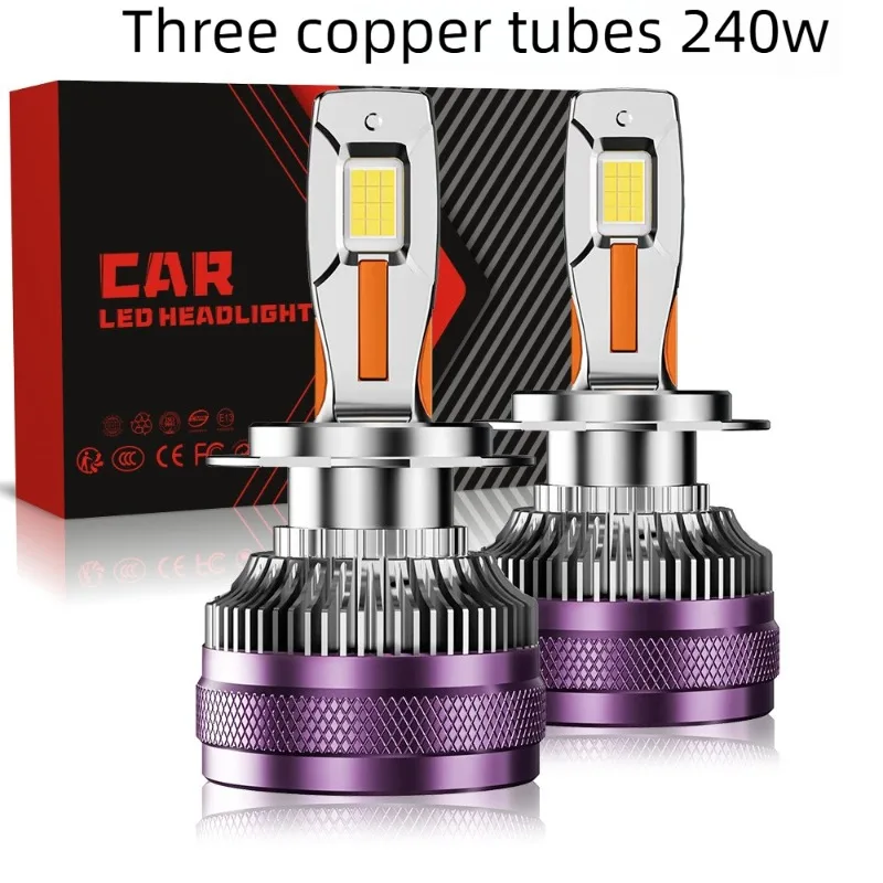 

240W Triple Copper Tube High Power LED Headlight 9006 9005 Car Light 5585 Lamp Beads 9-80V Wide Voltage H1 H4 H7 H8 H9 H11
